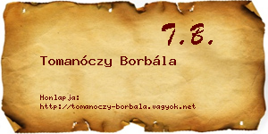 Tomanóczy Borbála névjegykártya